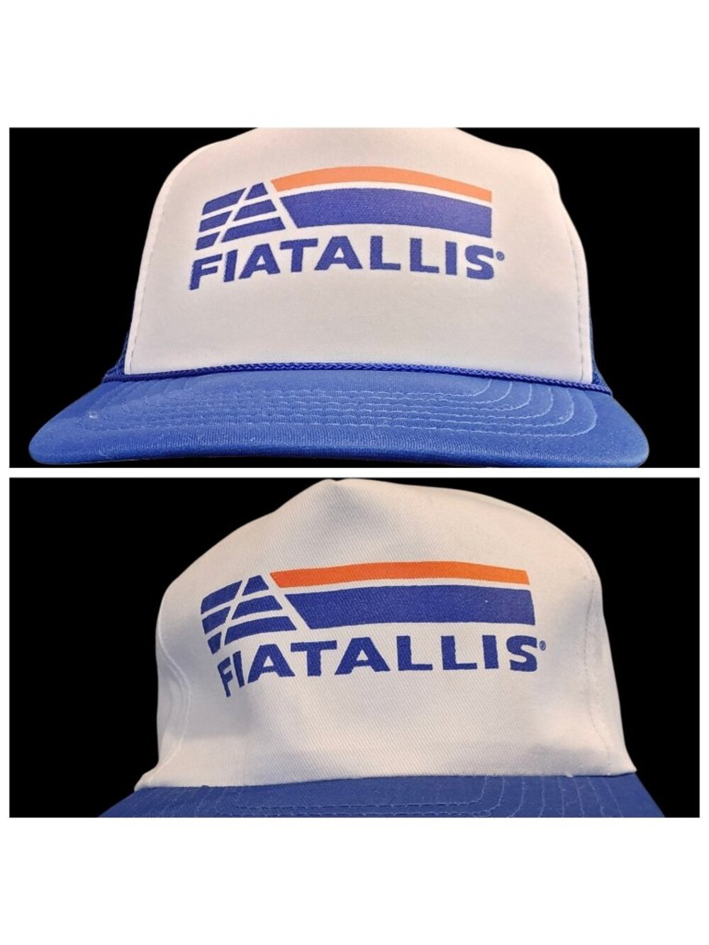 VTG 2 Fiatallis Construction Equip Trucker Foam Hats Mesh Blue‎ White KC 80s